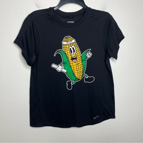 Brooks Tops - Brooks running corn graphic tee black womens size large casual lightweight